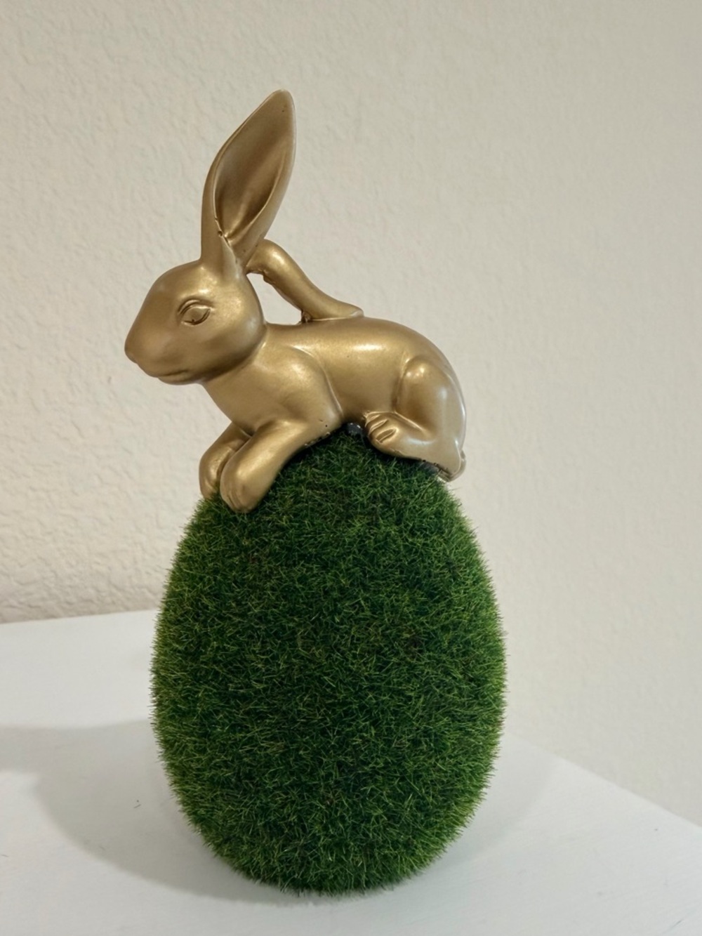 Easter Gold Bunny on Moss Egg - Picture 3 of 4